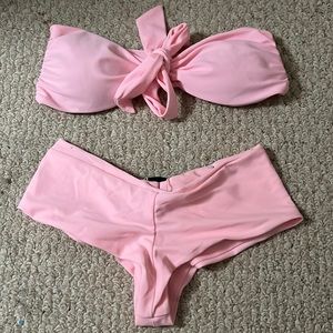 NWOT Lolli Swim Pink Bikini with Black Bow